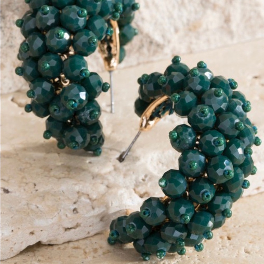 Dark green beaded earrings!